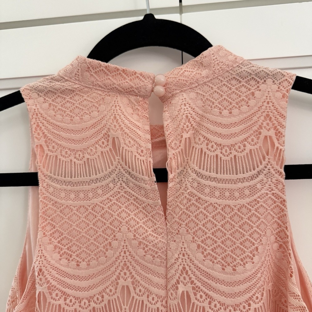 Love J Coral Crochet Halter Tank Top Lined Size Small Feminine Coquette Romantic - Picture 4 of 8